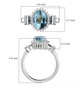 aquamarine blue and white diamond ring in 14k white gold shown for size comparison