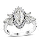moissanite marquise halo ring in rhodium over sterling silver