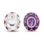 back view of amethyst bezel set enameled stud earrings in rhodium over sterling silver