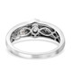 back view of aquamarine brown and white zircon ring in black and white rhodium over sterling silver