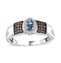 aquamarine brown and white zircon ring in black and white rhodium over sterling silver