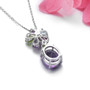 back view of amethyst multi gemstone pendant necklace in rhodium over sterling silver