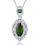 marquise chrome diopside halo pendant necklace in rhodium over sterling silver