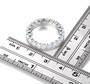 ethiopian opal and white zircon eternity band ring in rhodium over sterling silver shown for size comparison