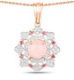 morganite rhodolite and white topaz double halo pendant necklace in 14k rose gold over sterling silver