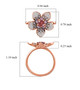pink apatite pink sapphire brown zircon and white zircon flower cluster ring in 18k rose gold over sterling silver shown for size comparison