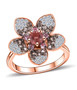 pink apatite pink sapphire brown zircon and white zircon flower cluster ring in 18k rose gold over sterling silver