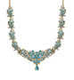 chrome diopside and white zircon flower cluster necklace in 18k yellow gold over sterling silver