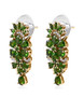side view of chrome diopside and white zircon cluster dangle earrings in 18k yellow gold over sterling silver
