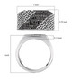 black diamond chain link gents ring in black and white rhodium over sterling silver shown for size comparison