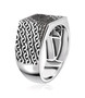 side view of black diamond chain link gents ring in black and white rhodium over sterling silver