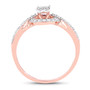side view of white diamond openwork cluster wedding ring in solid 14k rose gold