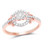 white diamond openwork cluster wedding ring in solid 14k rose gold