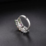 back view of multi gemstone cluster band ring in rhodium over sterling silver