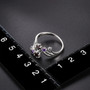 garnet and amethyst iolite bypass ring in rhodium over sterling silver shown for size comparison