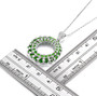 chrome diopside and white zircon round cluster pendant necklace in rhodium over sterling silver shown for size comparison