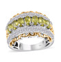 sphene and white zircon openwork ring in 18k yellow gold and rhodium over sterling silver