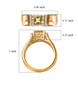 asscher cut heliodor and moissanite ring in 18k yellow gold over sterling silver shown for size comparison