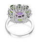 back view of amethyst chrome diopside and moissanite statement ring in rhodium over sterling silver