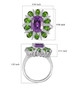 amethyst chrome diopside and moissanite statement ring in rhodium over sterling silver shown for size comparison