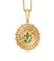 back view of multi gemstone halo cluster pendant necklace in 18k yellow gold over sterling silver