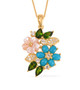 chrome diopside and turquoise multi gemstone pendant necklace in 18k yellow gold over sterling silver