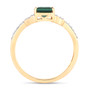 side view of green tourmaline and white diamond ring in solid 14k yellow gold