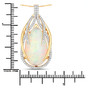 ethiopian opal and white diamond elegant halo pendant necklace in solid 14k yellow gold shown for size comparison