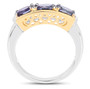 side view of iolite two-tone band ring in 14k yellow gold and rhodium over sterling silver