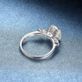 back view of prasiolite and white zircon ring in rhodium over sterling silver