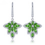 chrome diopside and white zircon dangle earrings in rhodium over sterling silver