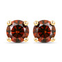 red diamond round stud earrings in solid 14k yellow gold