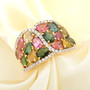 multi color tourmaline and diamond cluster ring in 14k white gold