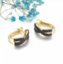 full view of black spinel earrings in 18k yellow gold over sterling silver