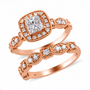 natural diamond women's bridal set in 14k rose gold
