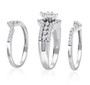 marquise and round diamond three ring set side view in 14k white gold