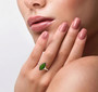 marquise chrome diopside and diamond ring in 14k yellow gold worn on a hand