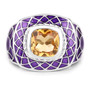 front view of citrine purple enameled ring in rhodium over sterling silver