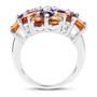 side view of madeira citrine and amethyst cluster ring in rhodium over sterling silver