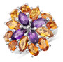 madeira citrine and amethyst cluster ring in rhodium over sterling silver