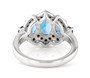 back view of london blue topaz and black spinel ring in black and white rhodium over sterling silver