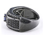 side view of tanzanite and black spinel gents ring in black rhodium over sterling silver