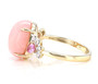 side view of pink opal pink sapphire and diamond ring in 10k yellow gold