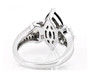 back view of marquise black spinel opal and zircon ring in black and white rhodium over sterling silver