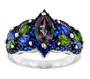 mystic topaz chrome diopside multi gemstone ring in rhodium over sterling silver