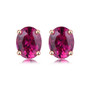 untreated natural oval ruby stud earrings in 14k rose gold