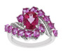 pink topaz and lab sapphire bypass ring in rhodium over sterling silver