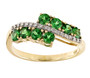tsavorite garnet and diamond bypass ring in 10k yellow gold