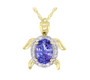 tanzanite and diamond turtle pendant necklace in 10k yellow gold