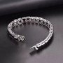black garnet bracelet in rhodium over sterling silver shown in a lifestyle photo